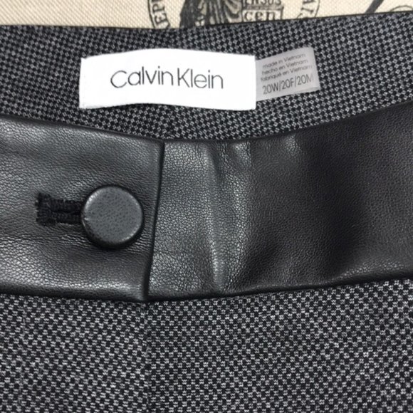 Calvin Klein Plus Size Faux-Leather-Waist Pants - Picture 6 of 8
